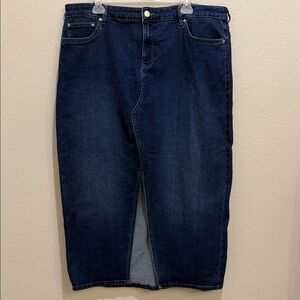 Baccini denim maxi skirt, front split, size 16